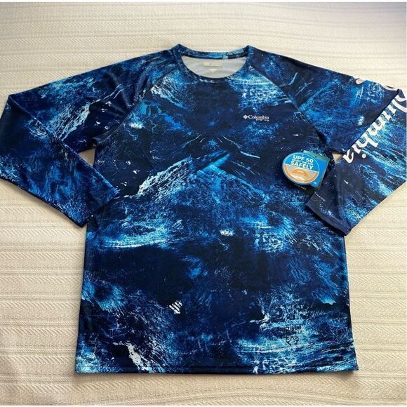 COLUMBIA PFG Mens Large Super Terminal Tackle Long Sleeve Shirt - Blue Multi - Picture 4 of 13